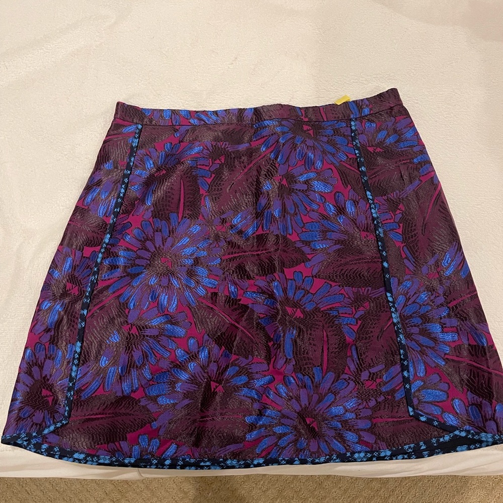 J. Crew Purple and Blue Brocade Skirt Size 10